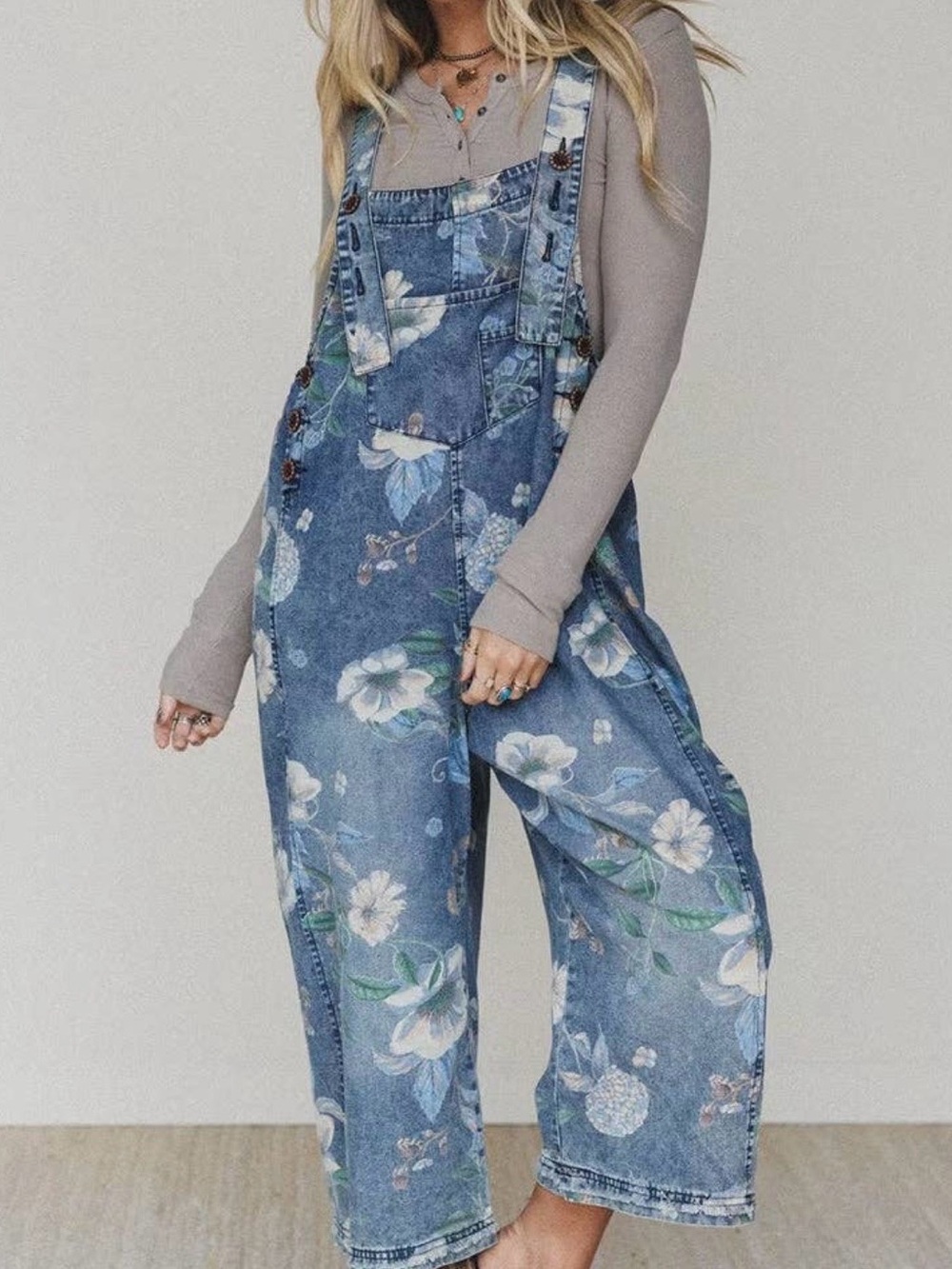 Wide leg, Capri oversized overalls